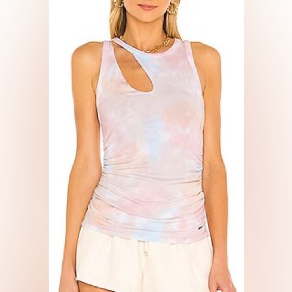 N:PHILANTHROPY || Marlin Ruched Cutout Tank in Sun Bloom Tie Dye - SZ XS ⭐️NWT⭐️